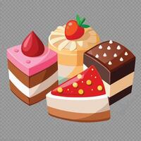 Three Delightful Cake Slices with Vanilla and Strawberry Funfetti vector