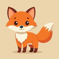 Cute and Playful Cartoon Fox Standing with a Mischievous Expression vector