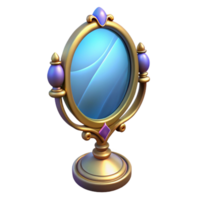 elegant abstract A single, enchanted mirror, reflecting a magical scene scene cropped out , ornate frame, premium png