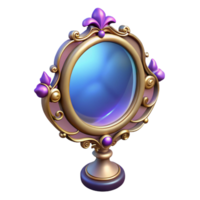 wonderful abstract A single, enchanted mirror, reflecting a magical scene scene cropped out , ornate frame, genuine png