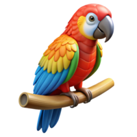 impressive vintage A colorful macaw parrot perched on a branch branch cropped out authentic png