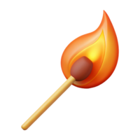 elegant classic A single, burning matchstick with a flame flame as part of the matchstick object authentic png