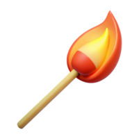 impressive abstract A single, burning matchstick with a flame flame as part of the matchstick object authentic png