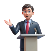 elegant creative Presenting businessman giving a speech implied, not shown professional png