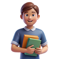serene rustic Studying teenager with textbooks implied, not shown exclusive png