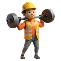 beautiful modern Strong construction worker lifting heavy objects implied, not shown detailed png