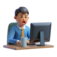 vibrant rustic Frustrated office worker, staring at computer screen screen not visible , high quality png