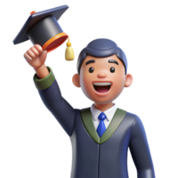 impressive artistic Happy graduate, throwing graduation cap cap not fully visible , authentic png