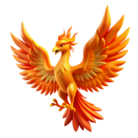magnificent modern A majestic phoenix, fiery wings spread, rising from ashes ashes cropped out , professional png