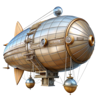 vibrant playful industrial Steampunk airship blueprint with technical specifications. NO BACKGROUND with Transparent Background. handcrafted png