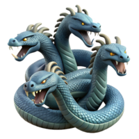 glorious reflective bohemian Hydra, multi-headed serpent, detailed scales, NO BACKGROUND with Transparent Background. perfect clarity png