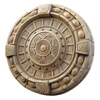 wonderful retro A Mayan Calendar, circular stone carving, NO BACKGROUND with Transparent Background. premium png