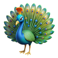 glorious iconic A peacock with feathers fanned out, NO BACKGROUND with Transparent Background. png