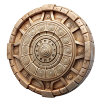 dynamic striking A Mayan Calendar, circular stone carving, NO BACKGROUND with Transparent Background. gallery standard png
