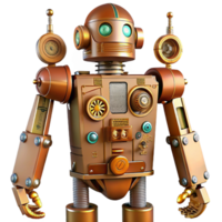 wonderful peaceful impressionist Steampunk robot schematic with detailed component labels. NO BACKGROUND with Transparent Background. top-tier png