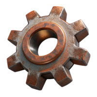 ethereal picturesque A rusty metal gear, NO BACKGROUND with Transparent Background. masterfully captured png