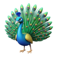 dramatic beautiful A peacock, displaying its tail feathers. NO BACKGROUND with Transparent Background. studio quality png
