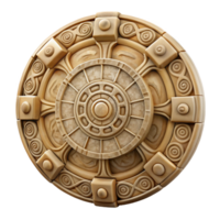 timeless renaissance A Mayan Calendar, circular stone carving, NO BACKGROUND with Transparent Background. masterfully captured png