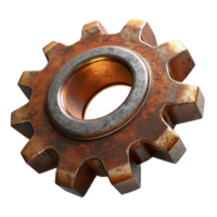 unparalleled minimalist A rusty metal gear, NO BACKGROUND with Transparent Background. detailed png