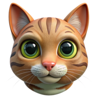 glorious tropical A close-up of a tabby cat's face NO BACKGROUND with Transparent Background. top-tier png
