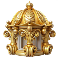 immaculate joyful abstract Baroque building ornament, gilded, elaborate, NO BACKGROUND with Transparent Background. studio quality png