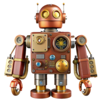 gorgeous passionate nordic Steampunk robot schematic with detailed component labels. NO BACKGROUND with Transparent Background. detailed png