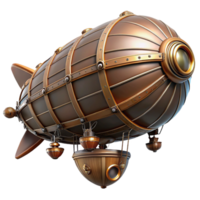 magnificent sought-after Steampunk zeppelin illustration with detailed structural elements. NO BACKGROUND with Transparent Background. png