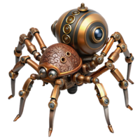 mesmerizing futuristic Steampunk spider automaton with intricate leg movements. NO BACKGROUND with Transparent Background. high quality png