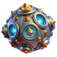 exquisite modern Intricate alien artifact covered in glowing symbols NO BACKGROUND with Transparent Background. professional png
