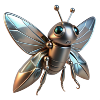exquisite organic Single robotic insect with metallic wings NO BACKGROUND with Transparent Background. high resolution png