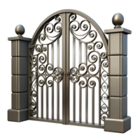 exquisite bold rustic Wrought iron gate, ornate design, NO BACKGROUND with Transparent Background. top-tier png