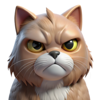 iconic rustic A grumpy Persian cat, close-up, NO BACKGROUND with Transparent Background. impeccable png