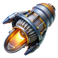 majestic industrial Spaceship engine nozzle, glowing, powerful, intricate details. NO BACKGROUND with Transparent Background. precision png