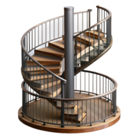 radiant retro Spiral staircase wrought iron railing, NO BACKGROUND with Transparent Background. handcrafted png