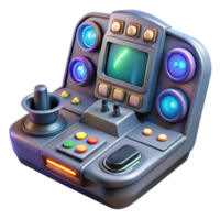 exceptional classic Spaceship cockpit control panel, buttons, screens, glowing lights, NO BACKGROUND with Transparent Background. fine detail png