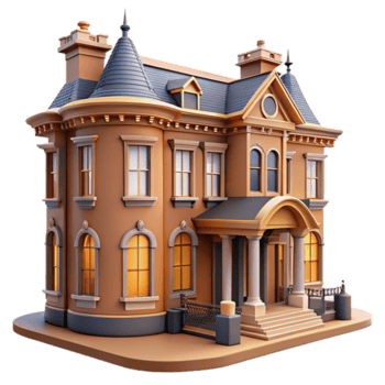 caprichoso espetacular vitoriano moradia fachada detalhe, não fundo com transparente fundo. sem falhas png