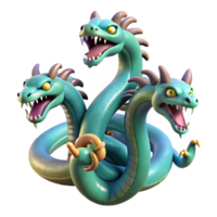 majestic futuristic Hydra, multi-headed serpent, NO BACKGROUND with Transparent Background. ultra HD png