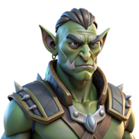 serene calm industrial Fantasy character portrait, male orc, war paint, tusks, NO BACKGROUND with Transparent Background. high resolution png