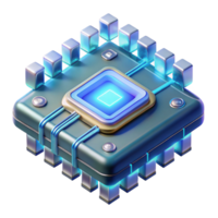 exemplary industrial Futuristic data chip, glowing circuits, intricate design. NO BACKGROUND with Transparent Background. refined png