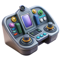 quintessential urban Spaceship cockpit control panel, complex instrumentation, illuminated buttons. NO BACKGROUND with Transparent Background. flawless png