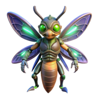 majestic exceptional Alien insect with chitinous armor and glowing wings. NO BACKGROUND with Transparent Background. png