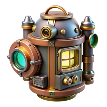 quintessenza creativo steampunk aggeggio prototipo illustrazione con funzionale annotazioni. no sfondo con trasparente sfondo. alto risoluzione png