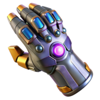 extraordinary art deco Sci-fi power armor gauntlet with energy weapon NO BACKGROUND with Transparent Background. expertly shot png