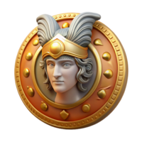 magnificent romantic classic Aegis, shield of Zeus or Athena, adorned with the head of Medusa, NO BACKGROUND with Transparent Background. handcrafted png