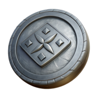 serene vintage A single, ancient coin, etched with forgotten symbols. NO BACKGROUND with Transparent Background. high quality png