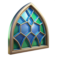 standout elegant Stained glass window fragment NO BACKGROUND with Transparent Background. professional png