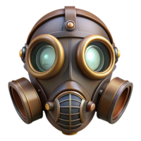 majestic distinguished Steampunk gas mask with tinted lenses and intricate filters. NO BACKGROUND with Transparent Background. png