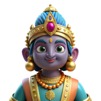 whimsical picturesque An Indian Deity, adorned with jewels and intricate clothing, NO BACKGROUND with Transparent Background. flawless png