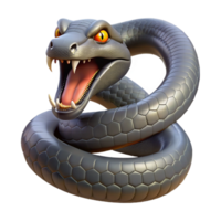 exquisite iconic Snake, coiled, fangs exposed NO BACKGROUND with Transparent Background. png