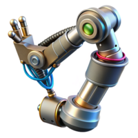 stunning intense mid-century Cyberpunk robotic arm with intricate wiring NO BACKGROUND with Transparent Background. ultra HD png